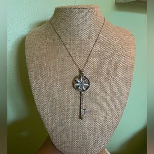 Silver Floral Key Pendant Necklace